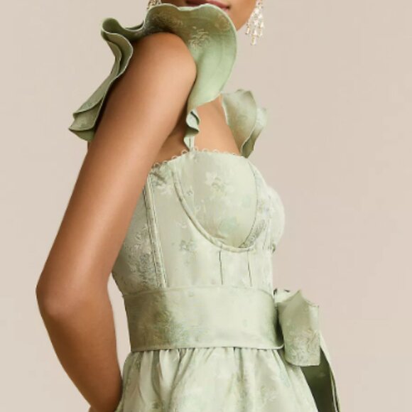 V. Chapman Veronica Corset Ruffle Side-Slit Dress - Picture 1 of 4